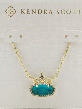 Kendra Scott x Disney Blue Princess Gold Short Pendant Necklace
